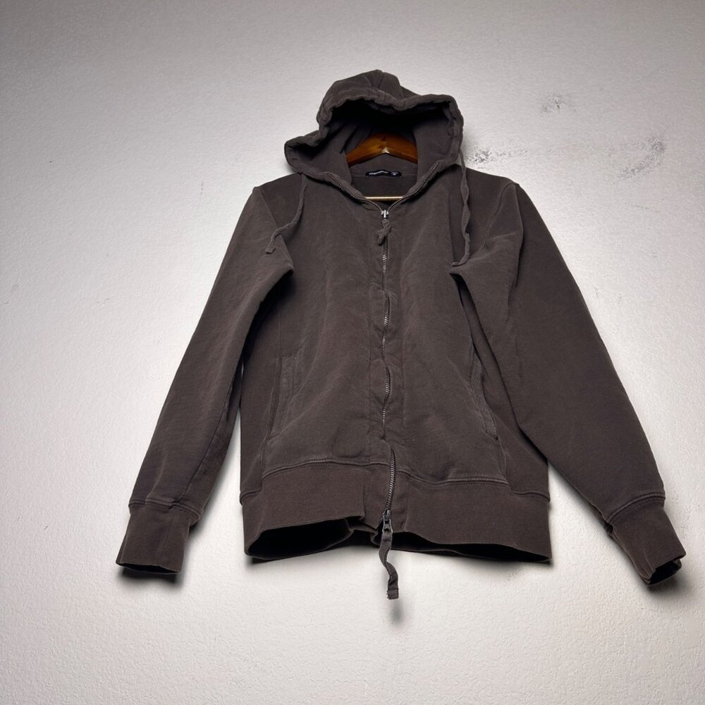 Alternative Double Zipper Cotton Heavy Hoodie Men M Full Zip Minimal Kanye Gym